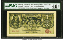 Danzig Senate of the Municipality 10 Millionen Mark 31.8.1923 Pick 25a PMG Extremely Fine 40 EPQ. 

HID09801242017
