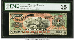 Ecuador Banco Central del Ecuador 1 Sucre 1.10.1901 Pick S151c PMG Very Fine 25. Trimmed.

HID09801242017