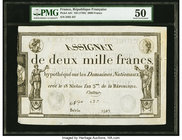 France Republique Francaise 2000 Francs ND (1795) Pick A81 PMG About Uncirculated 50. Foreign substance.

HID09801242017