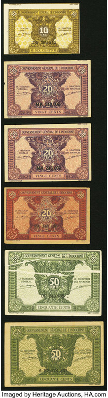 A Half Dozen Error Notes from French Indochina Including Gutter Folds and Misali...
