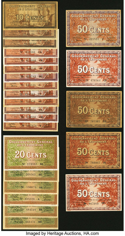 Two Dozen Small Change Notes from French Indochina. Extremely Fine or Better. 

...