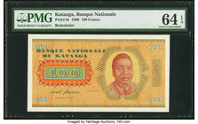 Katanga Banque Nationale du Katanga 100 Francs 1960 Pick 8r Remainder PMG Choice Uncirculated 64 EPQ. 

HID09801242017