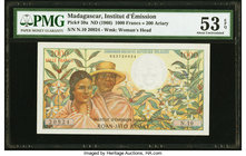 Madagascar Institut d'Emission 1000 Francs = 200 Ariary ND (1966) Pick 59a PMG About Uncirculated 53 EPQ. 

HID09801242017