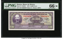 Mexico Banco de Mexico 10,000 Pesos 18.1.1978 Pick 72 M4644 PMG Gem Uncirculated 66 EPQ S. 

HID09801242017