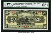 Mexico Banco de Tamaulipas 20 Pesos ND (1902-14) Pick S431ds M522s Specimen PMG Gem Uncirculated 65 EPQ. Two POCs.

HID09801242017
