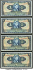 Nicaragua Banco Nacional de Nicaragua 1 Cordoba 1941 Pick 90a, Four Consecutive Examples Choice Crisp Uncirculated. 

HID09801242017