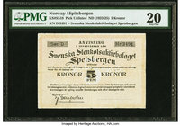 Norway Svenska Stenkolaktiebolaget Spetsbergen 5 Kronor ND (1923-25) Pick UNL PMG Very Fine 20. 

HID09801242017