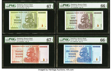 Zimbabwe Reserve Bank of Zimbabwe 10; 20; 50; 100 Trillion Dollars 2008 Pick 88; 89; 90; 91 Four Examples PMG Superb Gem Unc 67 EPQ (2); Gem Uncircula...