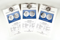Canada. Elizabeth II. 2015. Lote de 3 piezas de 5 dollars de plata acuñadas en Alemania con distintos motivos conmemorativos. Con certificado. PR. Est...