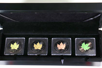 Canada. Elizabeth II. 2017. "Four Seasons Edition - Out of the Dark". Elegante caja con 4 piezas de 5 dollars "Maple Leaf" de plata. Ruthenium & Colou...