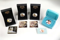 Fiji. Elizabeth II. Lote de 4 monedas con motivos de animales. "Diamonds of Nature Series: 10 dollars Clouded Leopard 2013 (2) and White Tiger 2013" y...