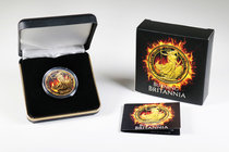 United Kingdom. Elizabeth II. 2 libras. 2015. Ag. 31,11 g. "Burning Britannia". Ruthenium & Gold-plated. Tirada de 1000 piezas. Con caja y certificado...