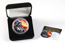 Niue. Elizabeth II. 2 dollars. 2017. Ag. 31,11 g. "Star Wars Darth Vader". 40th Anniversary. Coloured. Tirada de 217 piezas. Con caja y certificado. P...