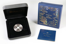 Tuvalu. Elizabeth II. 1 dollar. 2017. Ag. 31,11 g. "Dragon and Pearl - Rotating Pearl 1oz Silver Antiqued Coin". Tirada de 3000 piezas. Con caja y cer...