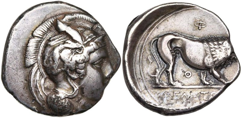 LUCANIE, VELIA, AR didrachme, 405-390 av. J.-C. D/ T. casquée d'Athéna à d., le ...
