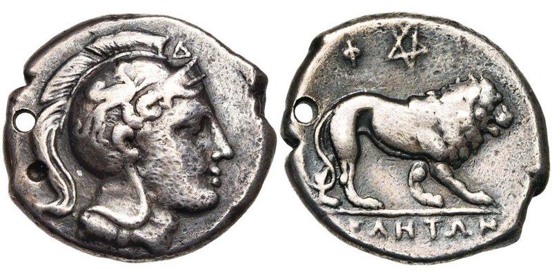 LUCANIE, VELIA, AR didrachme, 305-290 av. J.-C. D/ T. casquée d'Athéna à d., le ...