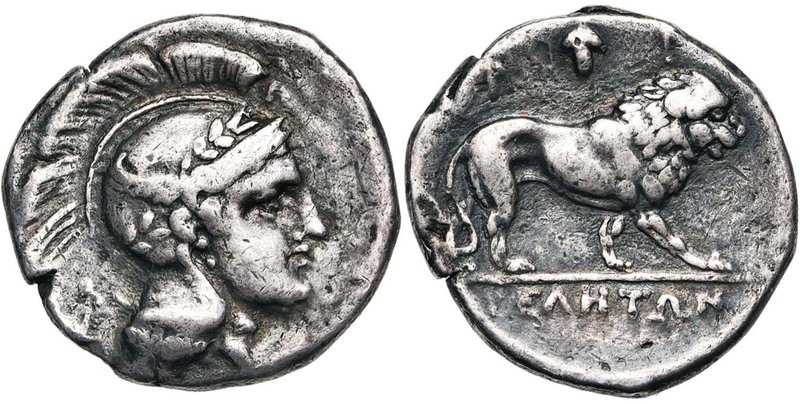 LUCANIE, VELIA, AR didrachme, 305-290 av. J.-C. D/ T. casquée d'Athéna à d., le ...