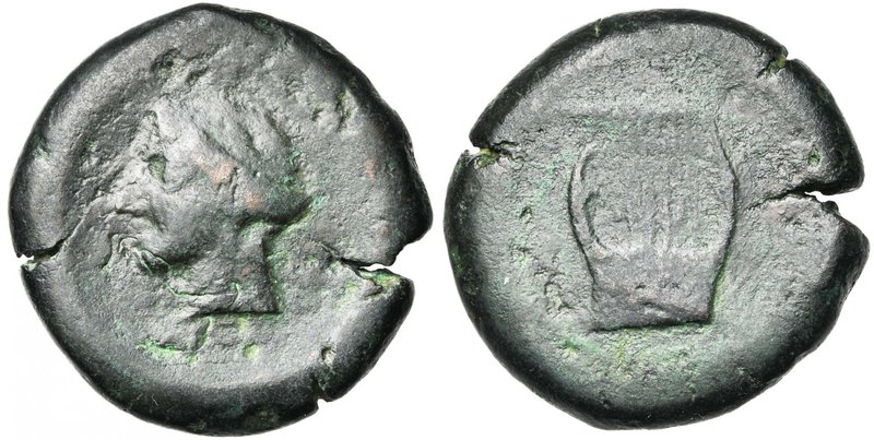 SICILE, ADRANON, AE litre, 344-336 av. J.-C. D/ T. l. d'Apollon à g. R/ AΔPAN-IT...