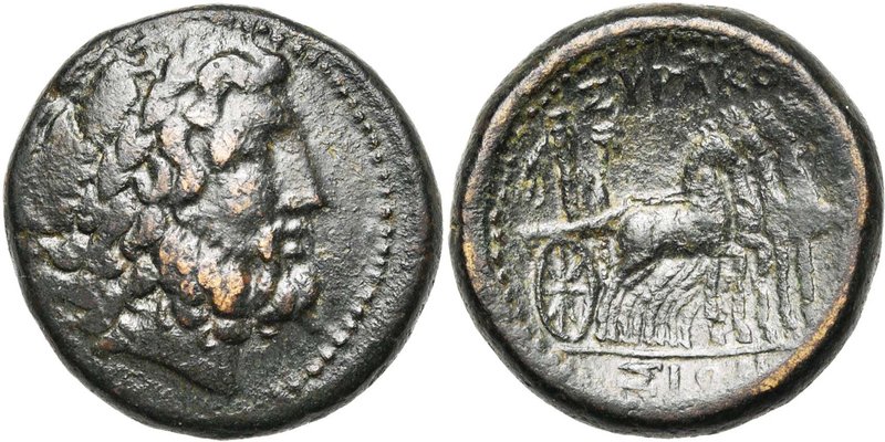 SICILE, SYRACUSE, sous domination romaine, AE bronze, 212-210 av. J.-C. D/ T. l....