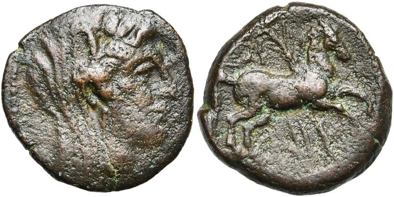 EMISSIONS SICULO-PUNIQUES, AE bronze, 213-211 av. J.-C., atelier sicilien. D/ T....