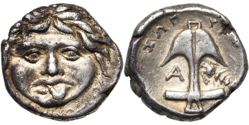 THRACE, APOLLONIA PONTICA, AR drachme, vers 350 av. J.-C. D/ T. de Gorgone de f....