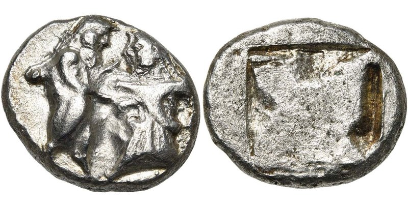 REGION THRACO-MACEDONIENNE, BERGE, AR statère, vers 500 av. J.-C. D/ Satyre, ava...