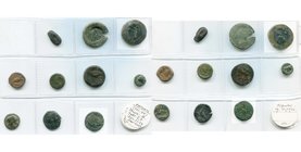SICILE, AGRIGENTE, lot de 10 bronzes: 5e s. av. J.-C., T. d'aigle/Pince de crabe, T. d'Héraclès dans un cercle incus, Aigle sur un poisson/Crabe et po...
