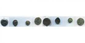 SICILE, HIMERA, lot de 4 bronzes: 450-420, hémilitre à la t. de Gorgone; 420-408, T. de nymphe à g./Six globules dans une couronne; Thermai, T. d'Héra...