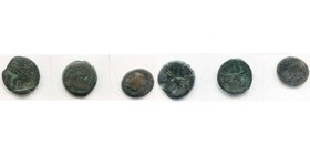 lot de 3 bronzes: Numidie, Micipsa, T. du roi/Cheval à d., T. du roi/Cheval à g.; Sicile, Lilybaion, T. d'Apollon avec arc et carquois à l'épaule/Lyre...