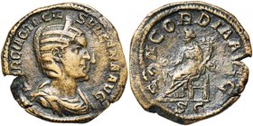 OTACILIA SEVERA, femme de Philippe Ier, AE sesterce, 244-249, Rome. D/ MARCIA OTACIL- SEVERA AVG B. diad., dr. à d. R/ CONCORDIA AVGG/ SC Concordia as...
