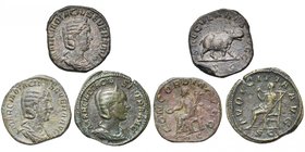 OTACILIA SEVERA, lot de 3 sesterces: 244-248, R/ Concordia, Hippopotame, Pudicitia.

Beau à Très Beau / Fine - Very Fine