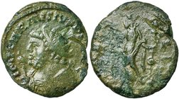 CARAUSIUS (287-293), AE antoninien. D/ IMP CARAVSIVS [] B. r., cuir., dr. à g., ten. un sceptre surmonté d'un aigle. R/ [] MILIT Fides deb. à g., ten....