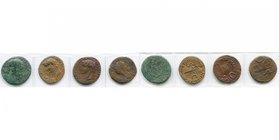 TIBERE Auguste (14-37), lot de 4 bronzes: dupondius, 16-22, R/ Au centre d'un bouclier, petit buste dans une couronne de laurier entourée d'un cercle ...