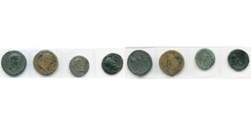 NERVA (96-98), lot de 4 bronzes: sesterces (2), 96, R/ Nerva assis sur une estrade en compagnie de Minerve, Liberalitas et d'un magistrat faisant la d...