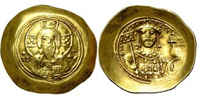 Michel VII Doukas (1071-1078), AV histamenon, Constantinople. D/ IC-XC B. du Christ nimbé de f., bénissant et ten. les Evangiles, ornés de neuf points...