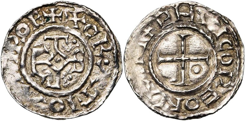 CAROLINGIENS, Charles le Chauve (840-877), AR denier, à partir de 869, Dinant. D...