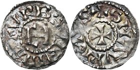 ROYAUME DE BOURGOGNE, Henri le Noir (1038-1056), AR denier, Vienne. D/ + VRBS VIENNA Monogramme HE. R/ + S MAVRICIVS Croix pattée. B. 1041; P.A. 4820;...