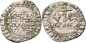 FRANCE, Royaume, Henri VI d'Angleterre (1422-1453), AR blanc aux écus, novembre 1422, Troyes (rosette). D/ Ecus accostés de France et de France-Anglet...