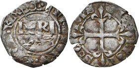 FRANCE, Royaume, Henri VI d'Angleterre (1422-1453), billon denier parisis, 1e émission (mai 1423), Paris (couronne initiale). D/ Dans le champ, HERI s...