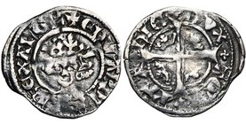 FRANCE, AQUITAINE, Edouard III d'Angleterre (1327-1377), AR demi-esterlin. D/ T. cour. de trois quarts à g. En dessous, un léopard à g. R/ Croix longu...
