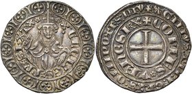FRANCE, ETATS PONTIFICAUX, Clément VI (1342-1352), (Pierre Roger de Beaufort), AR gros tournois (28 deniers), Pont-de-Sorgues. Au titre du Comtat Vena...