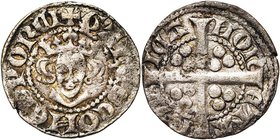 FRANCE, NEUFCHATEAU, Gaucher de Châtillon, usufruitier (1313-1322), AR esterlin, 1318-1322 (?). D/ + GALCS COES PORCI B. couronné de f. R/ MON-ETA- N...