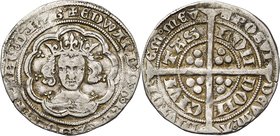 GRANDE-BRETAGNE, Edouard III (1327-1377), AR groat, 1352-1353, Londres. Pre-treaty period. Type C. D/ T. cour. de f. dans un polylobe. R/ Croix pattée...