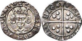 GRANDE-BRETAGNE, Henri VI, 1er règne (1422-1461), AR penny, 1427-1430, Calais. Rosette-mascle issue. D/ B. cour. de f. R/ VIL-LA- CALI-SIE* Croix lo...