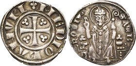 ITALIE, MILAN, Première République (1250-1310), AR grosso da 6 denari (ambrosino ridotto). D/ MEDIOLANVM Croix cantonnée de quatre trèfles. R/ S' AMB...