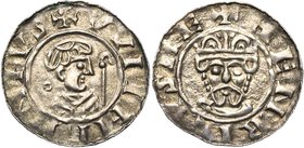 NEDERLAND, GRONINGEN, Willem van Pont, bischop van Utrecht (1054-1076), AR denarius, Groningen. Met koning Hendrik III of Hendrik IV. Vz/ + VVIIHEINIV...
