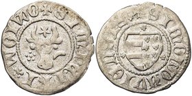 ROUMANIE, VOIVODAT DE MOLDAVIE, Petru Musat (1375-1391), AR dinar. D/ + SIM PETRI (rosette) WOIWO T. de taureau de f., entre une rosette et un croissa...