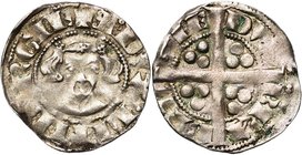 BRABANT, Duché, Jean Ier (1268-1294), AR esterlin à tête, à partir de 1289. Au titre du Limbourg. D/ + I DVX LIMBVRGIE B. de f., couronné de roses....