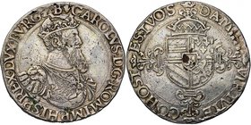 BRABANT, Duché, Charles Quint (1506-1555), AR florin Karolus d'argent, s.d. (1544-1548), Anvers. Premier type. D/ B. couronné et cuirassé de l'empereu...