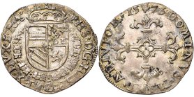 BRABANT, Duché, Philippe II (1555-1598), AR vingtième d'écu Philippe, 1576, Anvers. D/ Ecu couronné, entouré du collier de la Toison d'or. R/ Croix fl...